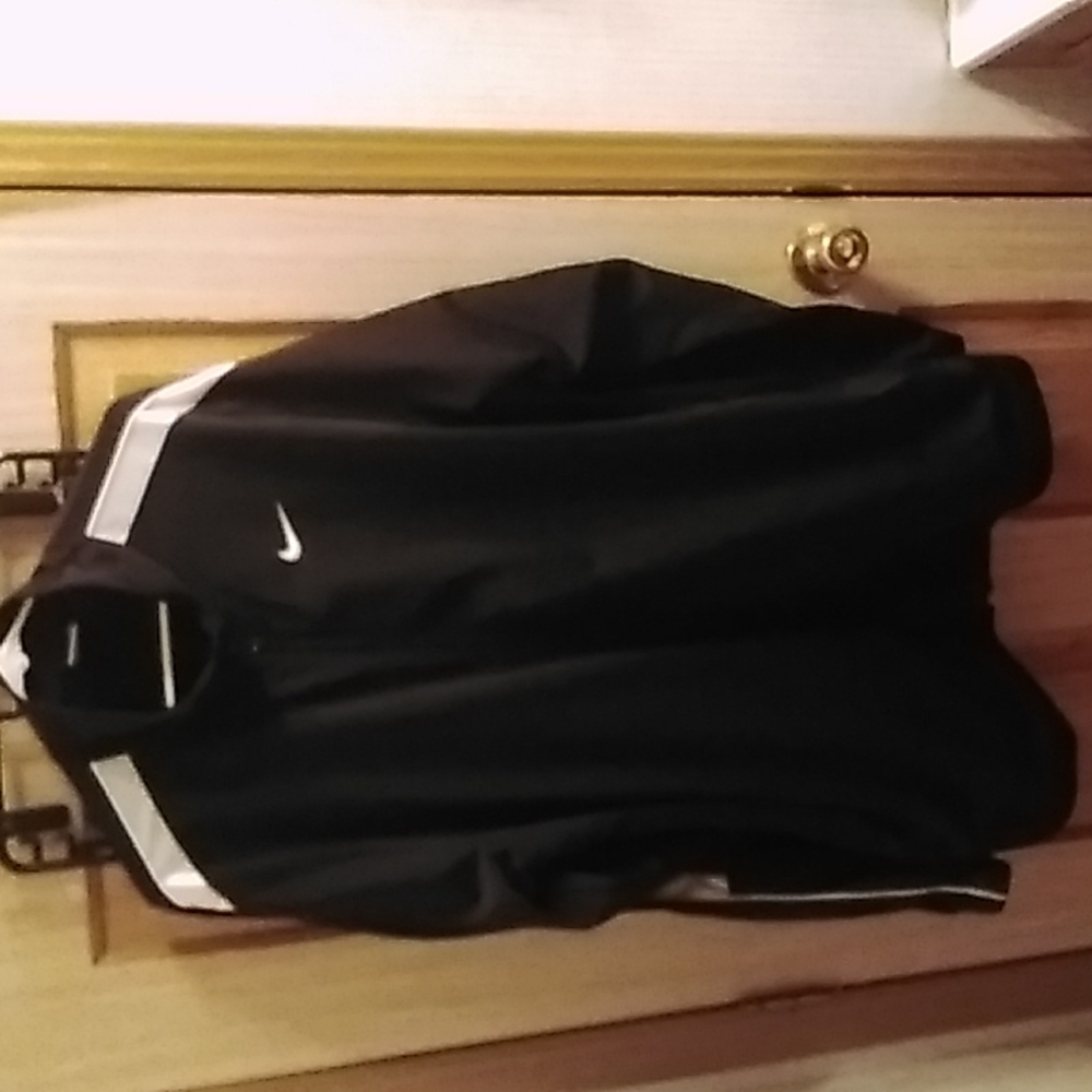 Nike men's jogging jacket. Size XL. Black with white stripes on sleeves.